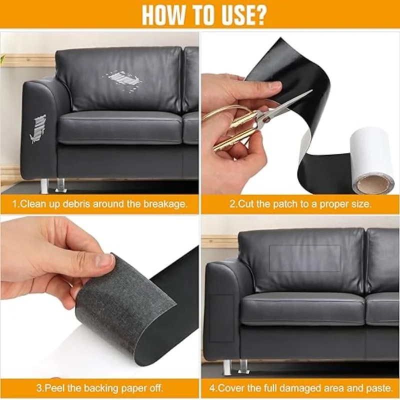 PVC Artificial Leather Tape Self Adhesive Repair Patch Stickers Waterproof Resistant Table Wall Car Interior Leather Sticker Fix