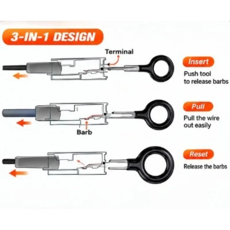 41/59Pcs New Terminal Removal Tool Kit Car Electrical Wire Connector Pin Extractor Plug Depinning Tools Auto Wiring Repair Set view 4