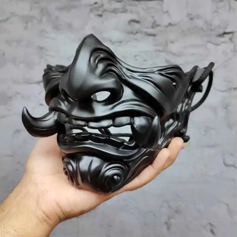

Half Face Japanese Mask Halloween Evil Devil Party Mask Toy Demon Samurai Mask Masquerade Party Wear Accessories