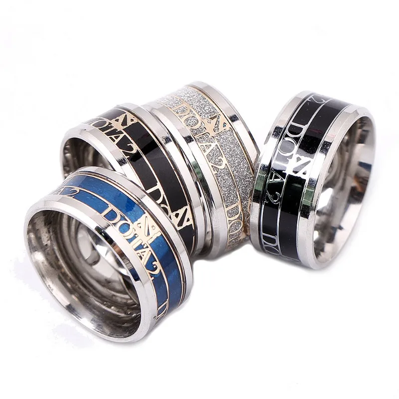 DOTA2 خواتم عصرية وشخصية من الفولاذ المقاوم للصدأ حول الألعاب الشعبية هدايا المعرض الهزلي أزياء تنكرية دعائم ذاتية الصنع