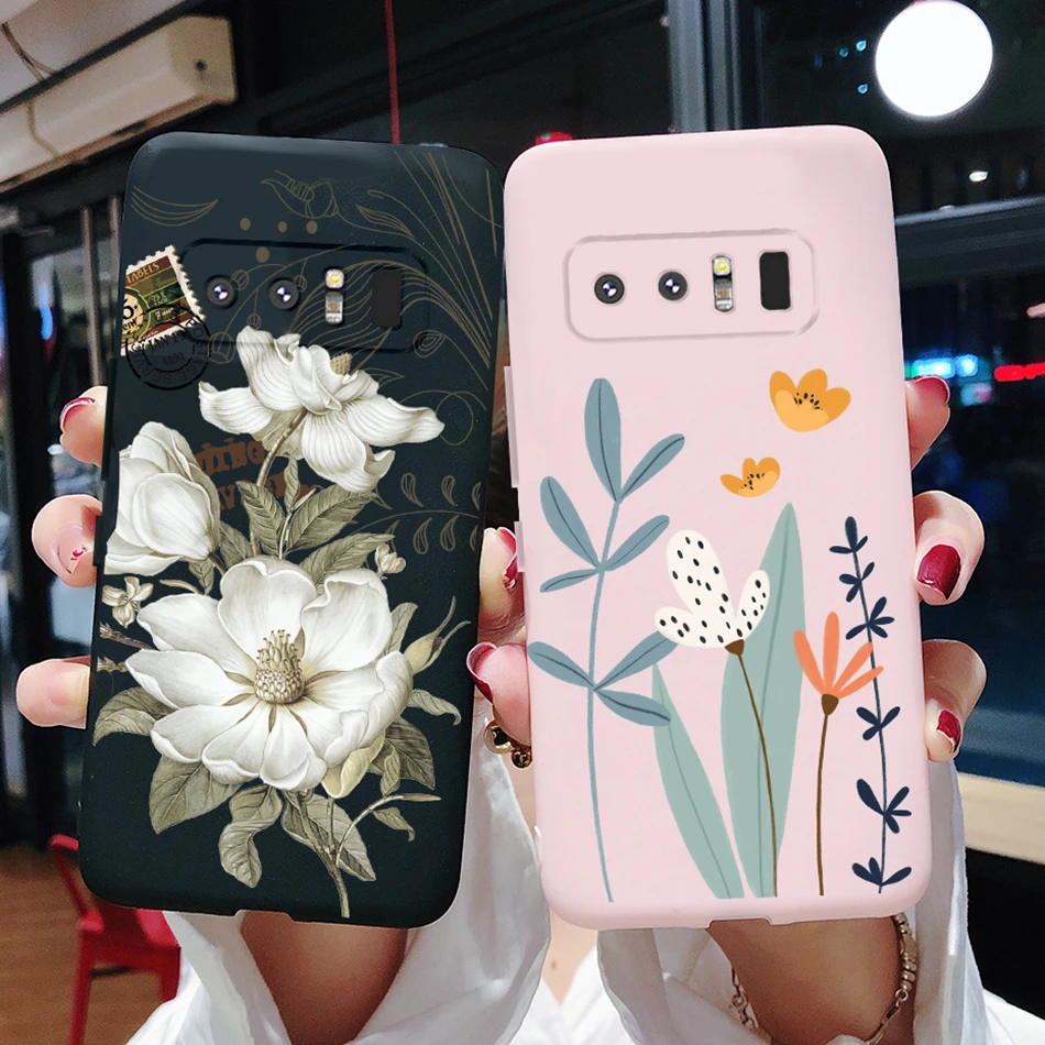 Silicone Case For Samsung Galaxy Note 8 Cute Daisy Flower Pattern Soft TPU Back Cover For Samsung Note 8 Note8 N950F Phone Case