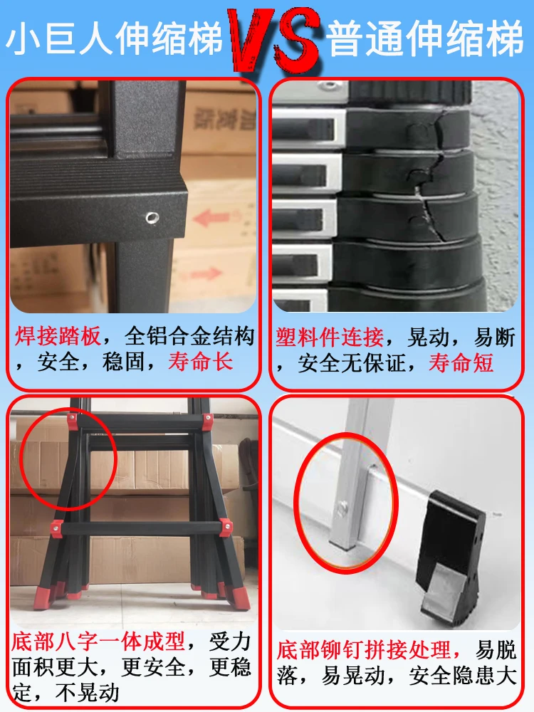 Little Giant Aluminium Alloy Herringbone Telescopic  Engineering Ladder Portable and Versatile Folding Stair Elevator Household image 5