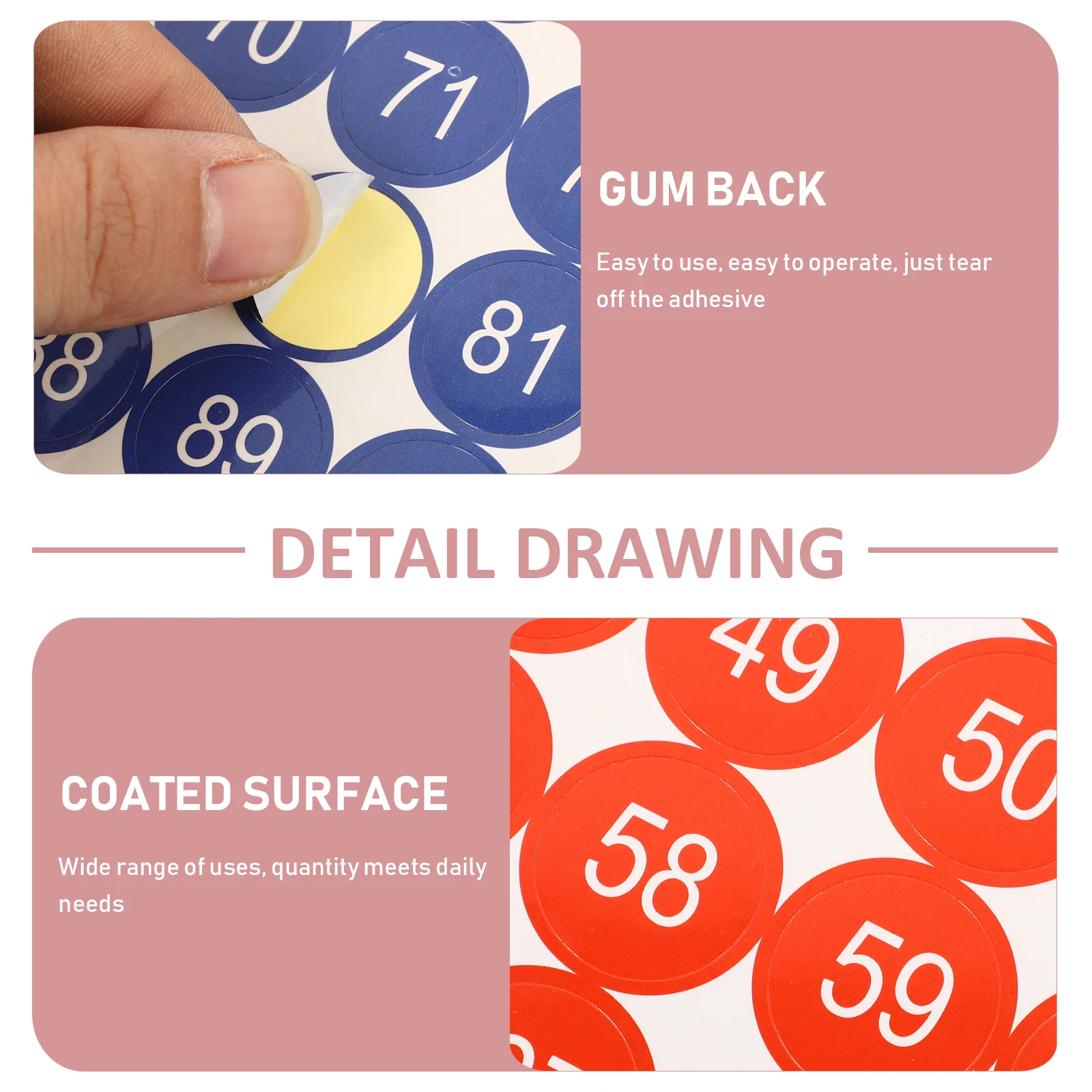 

1 Bag 7 Sheets Paper Number Stickers Round Serial Number Paster Self-Adhesive Removable For Home Storage Room Outdoor