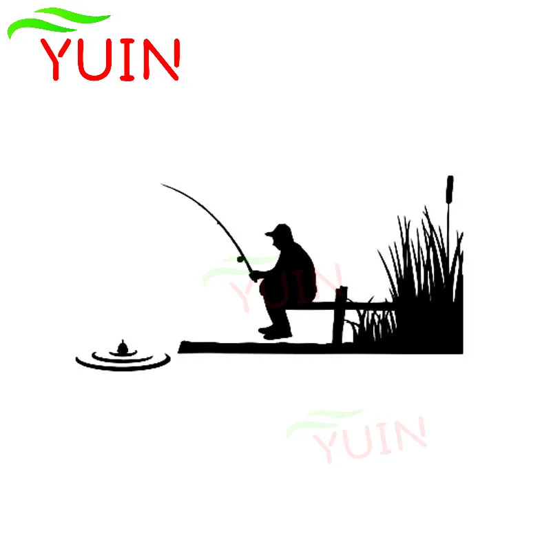 YUIN Fisherman Fishing Riverside Grass Car Sticker Fashion PVC Body Window Decoration High Quality Waterproof Sunscreen Decal