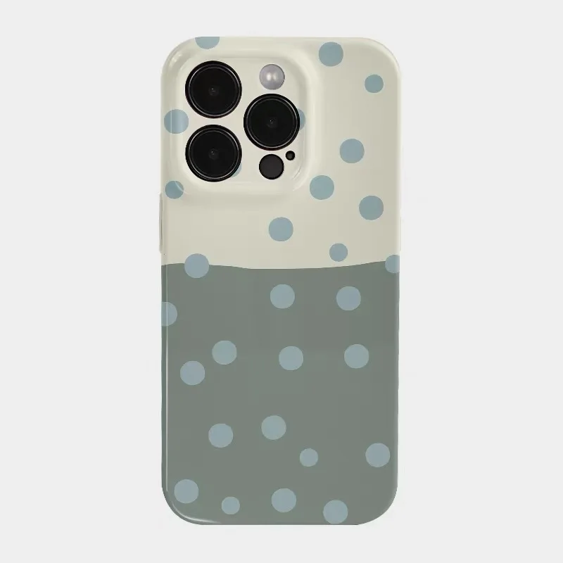 

Color Blocked Dark Green Polka Dots Phone Case for IPHONE 17 Air 16E 15 PROMAX 14 Plus 13 12 MINI 11 XR SE Acrylic Phone Cover