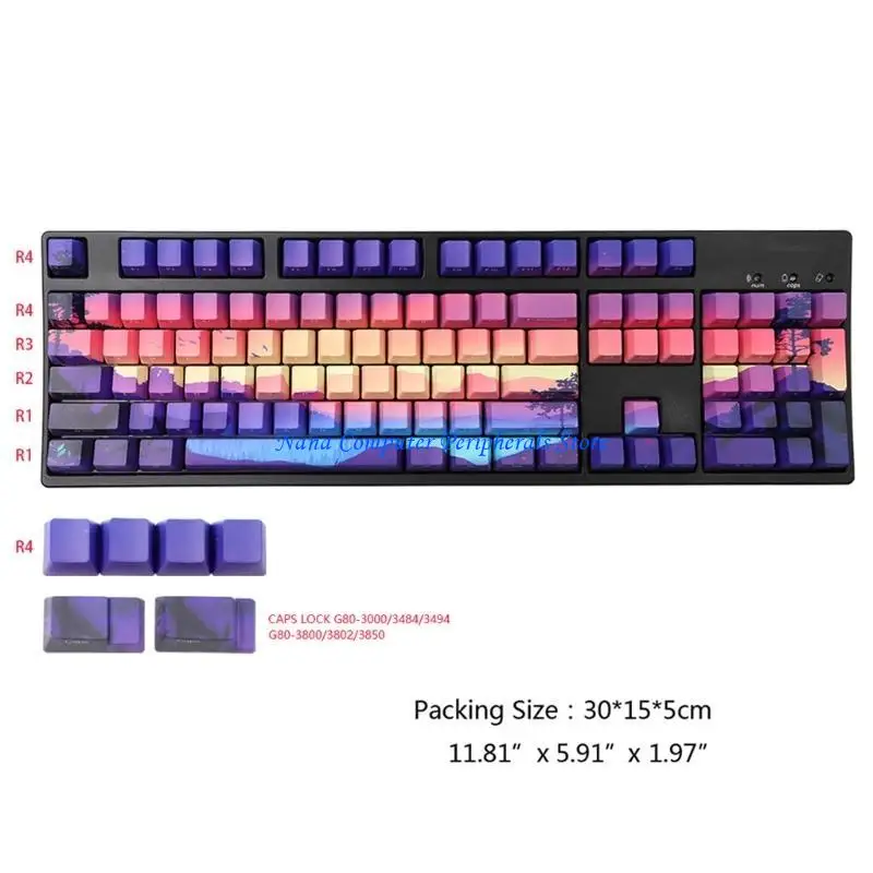 F68C 128Keys OEM Profile Keycaps PBT 5 Face Dye Sub для механической клавиатуры
