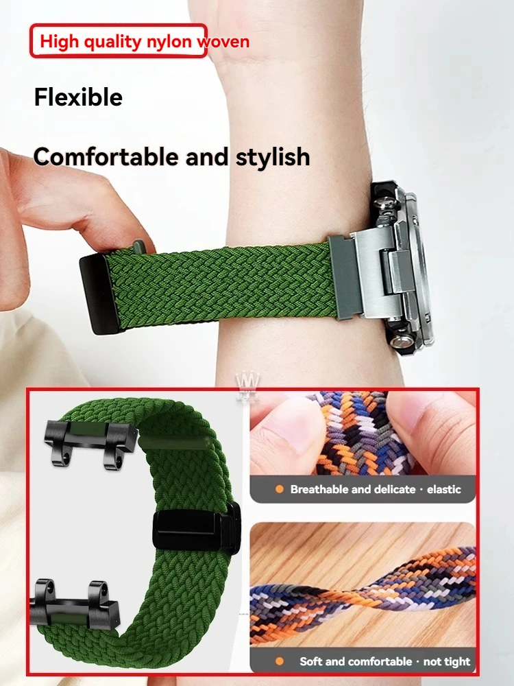 Nylon Strap for Casio G-Shock MTG-B1000/G1000 | Elastic Woven Band with Foldable Clasp | Durable Canvas Watch Band Replacement