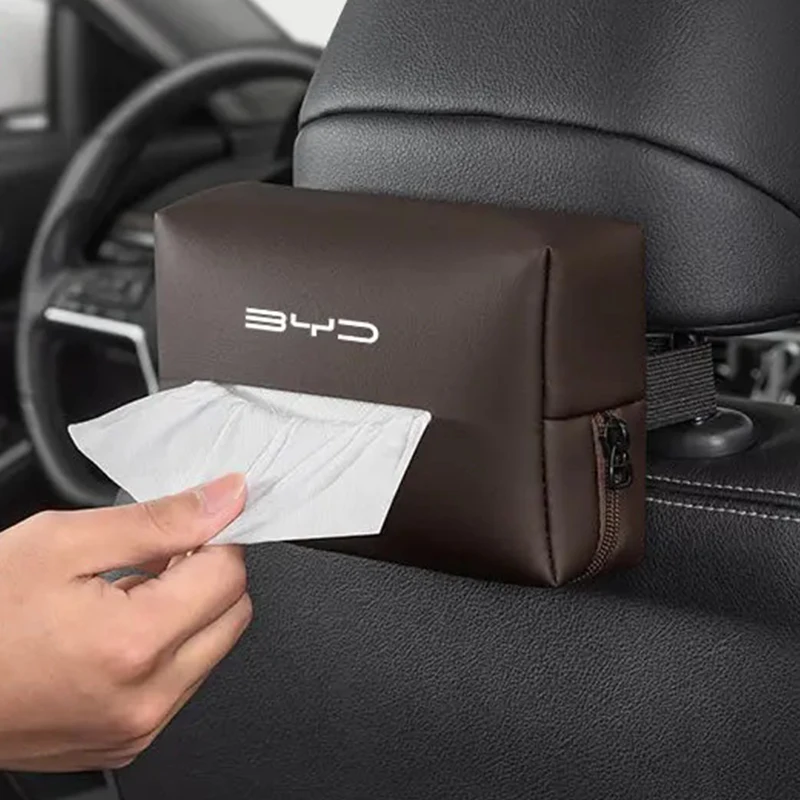 

Large Capacity PU Leather Car Tissue Bag for BYD Seal Dolphin Yuan Plus Seal U Frigate 07 Tang EV Han EV Song Auto Accessories