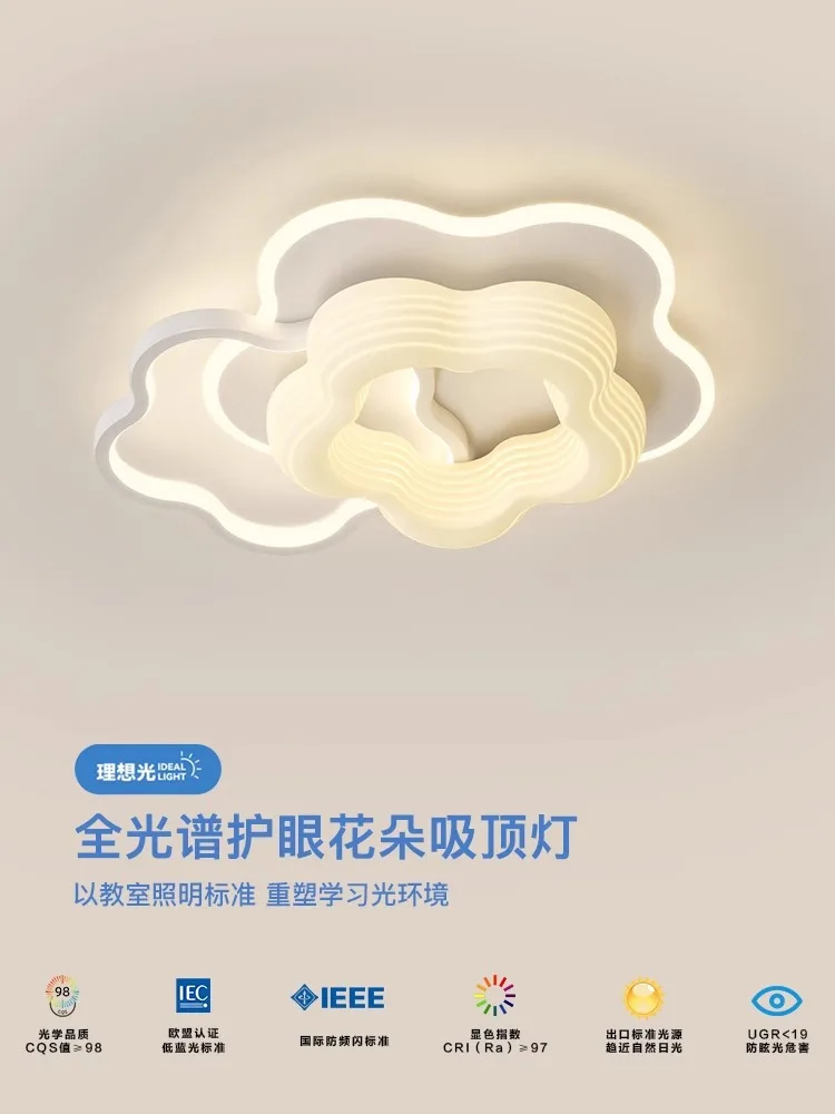 Bedroom light Cream wind warm romantic children's room light full spectrum eye protection designer creative flower ceiling light