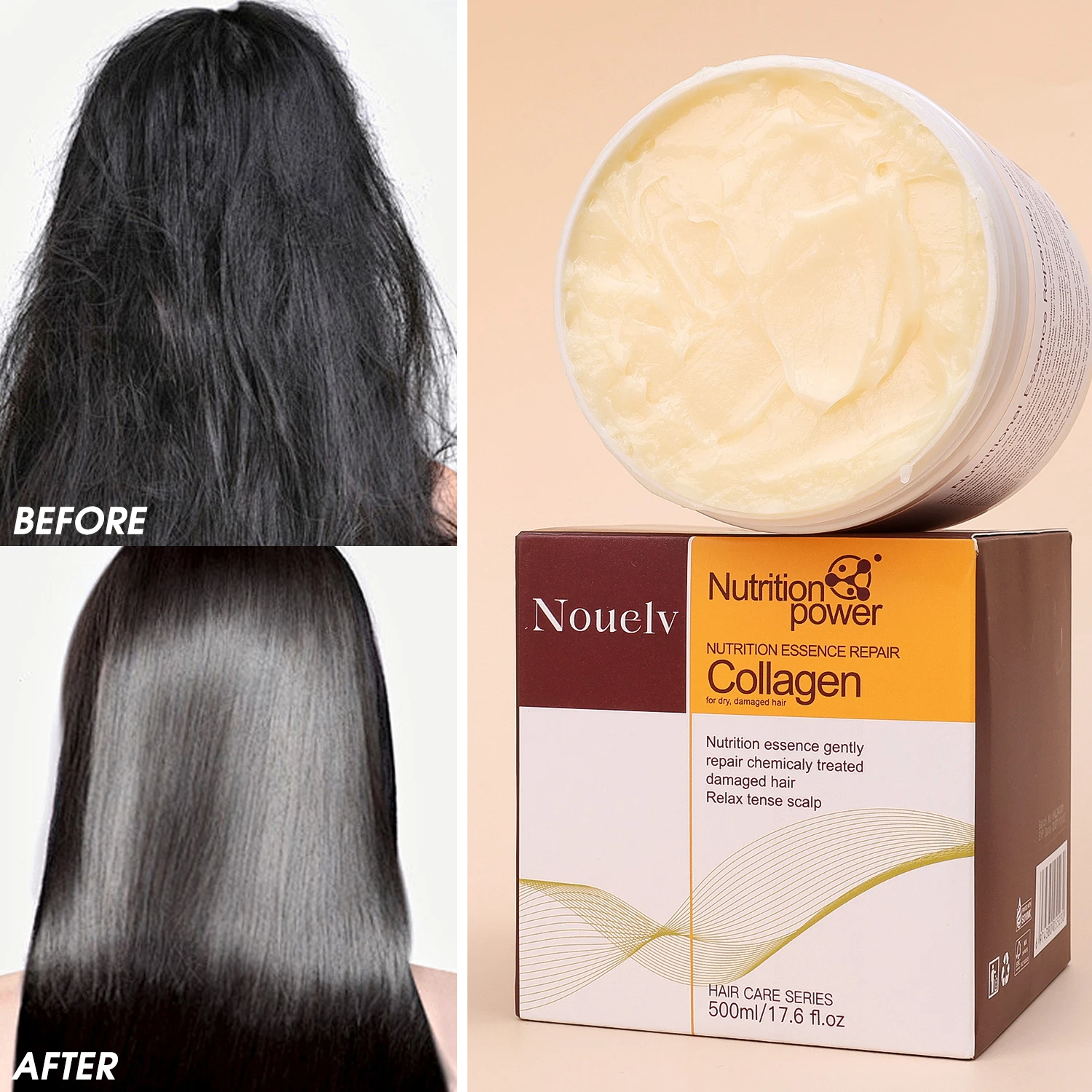 Collagen Keratin Hair Care Mask Treatment Dry Damaged Hair Revitalize Straighten Professional Soft Smooth Moisturizing Hair Care