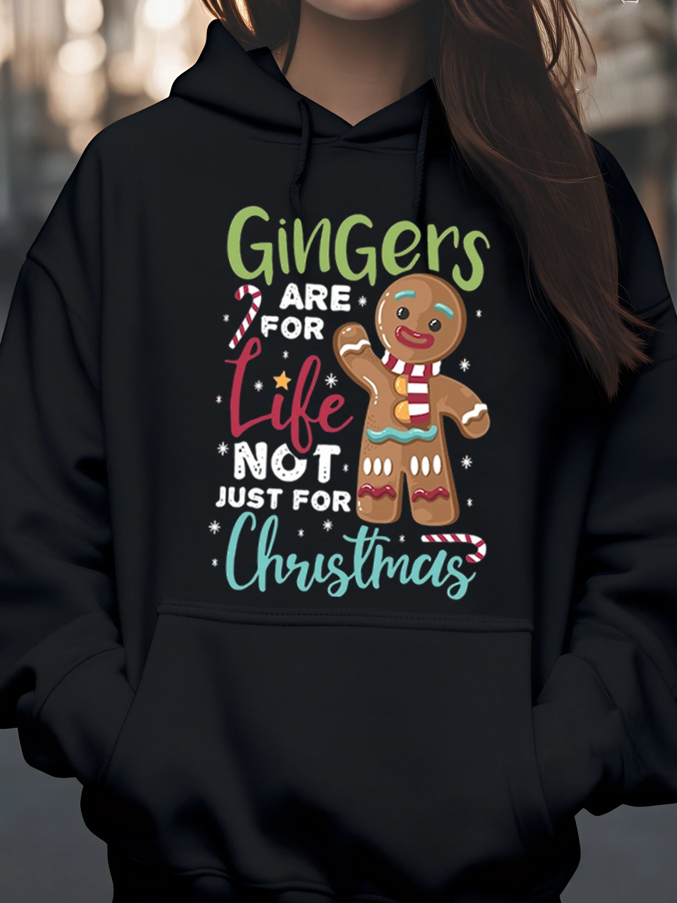 

Пряничный человечек с принтом «Ижители – это не только для рождественской толстовки с капюшоном, праздничная повседневная одежда для женщин