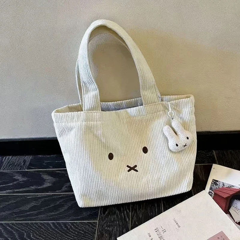 

Miffy Handbag Rabbit Linen fabric embroidered handbag Portable Commute Cosmetics Storage Bag Girl Birthday Handbag Gifts