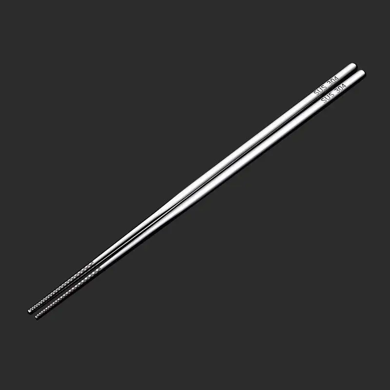 Hot! 1 Pair Food Grade 304 Stainless Steel Chopsticks 21cm Laser Non-Slip Design Heat Resistant Silver Iron Household Pair