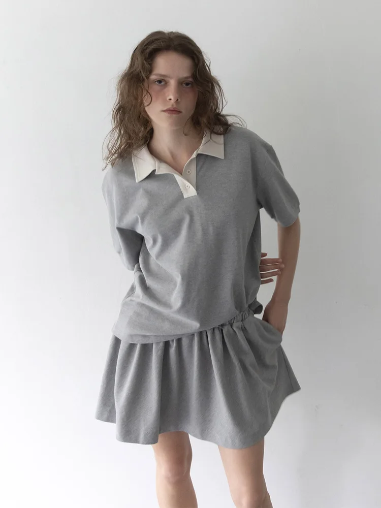 

Haag Official Casual Summer Bubble ort Skirt Breathable Cotton Embroidered mid Waist Irregular Loose Fit Elastic Waist