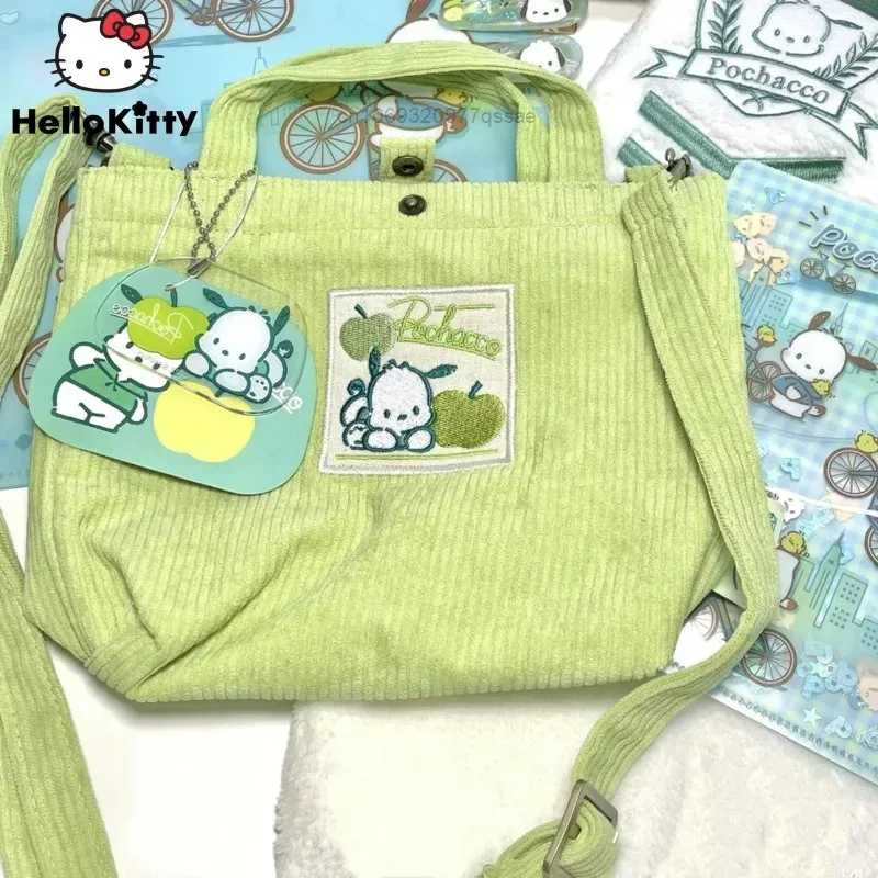 

Sanrio Pochacco Polyamide Shoulder Bag Large Capacity Trendy Cute Cartoon Design Handbag Fashion Green Fresh Handbag Diagonal