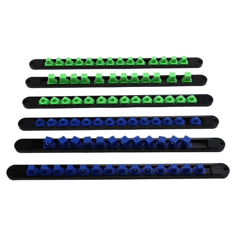 PORK-6PCS Heavy Duty Socket Racks Organizer 1/2 Inch 3/8 Inch And 1/4 Clip Drive Socket Rail Holders Heavy Duty Socket Racks