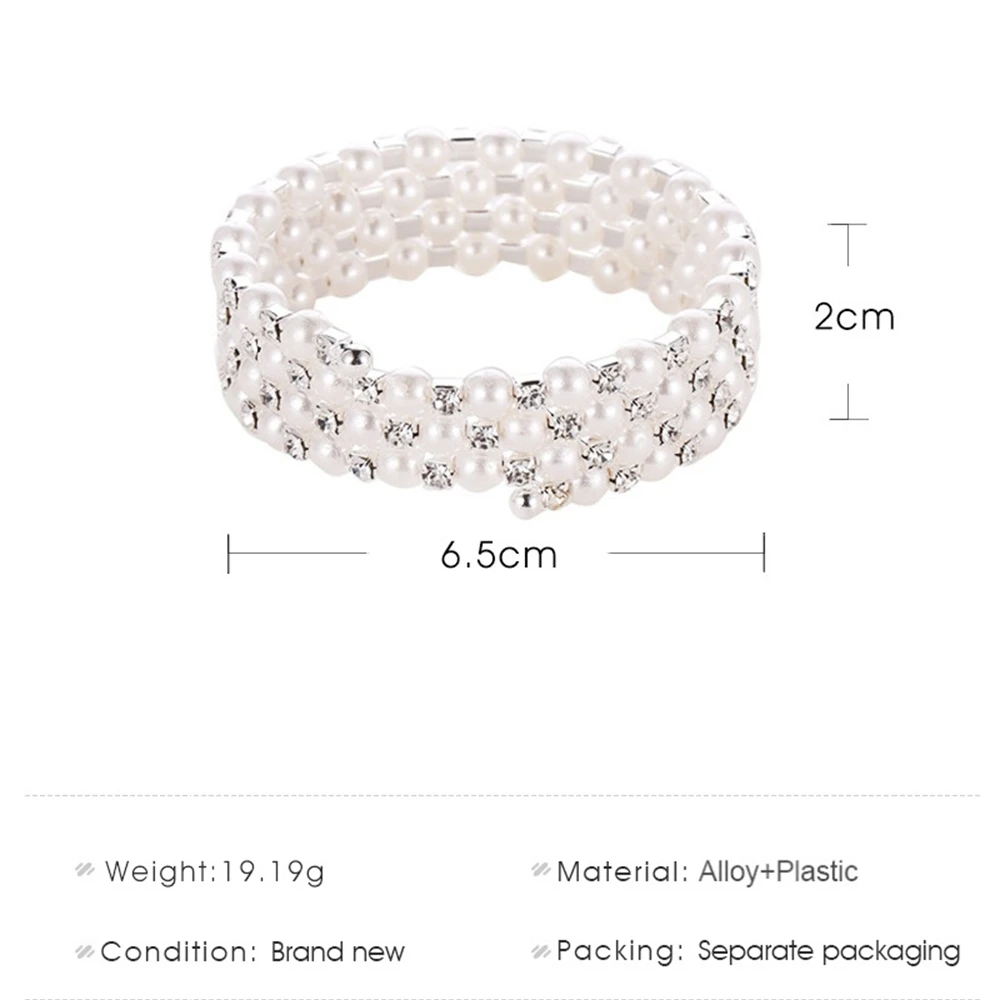 Elegant Crystal Pearl Bangles Adjustable Bracelet Women\'s Crystal Bracelet Wristband Bridal Jewelry Weddings Party Gifts