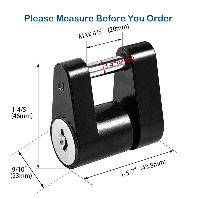 1 Set Tow Boat RV Truck Car Parts Zinc Alloy 1/4" Trailer Hitch Coupler Lock Anti-theft Locking Hauling Security Towing Tow Bar