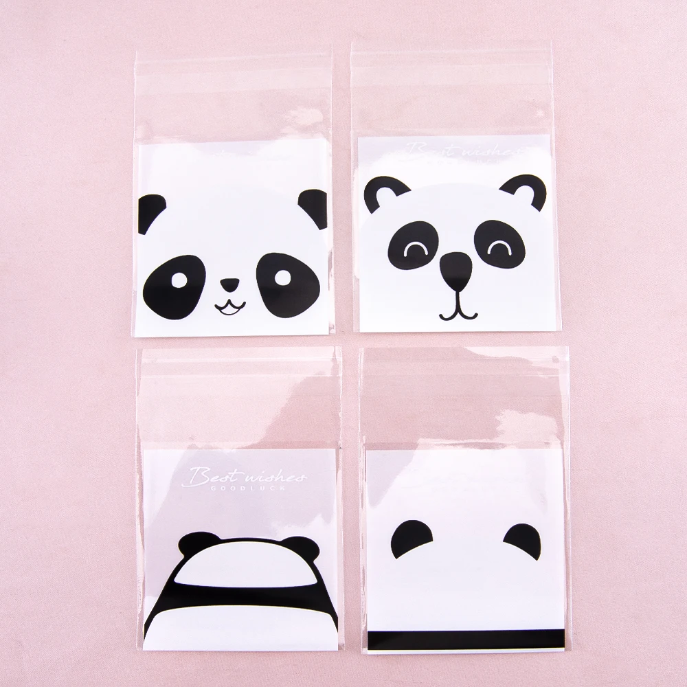 

50pcs Cute Bear Plastic Packing Bags 7x7cm Transparent Self-Adhesive Pouches for Biscuits Candy Cookies Jewelry Gift Packaging