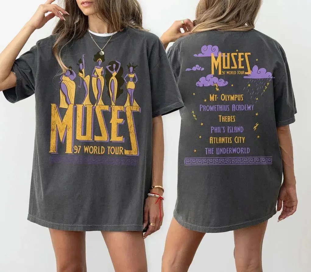 Camiseta Retro de Anime y Dibujos Animados para Mujer 2026, Camiseta Cómoda de Verano con Estampado de Hércules y las Músicas 97 World Tour, Camiseta Deportiva de Algodón Oversize Estilo Urbano