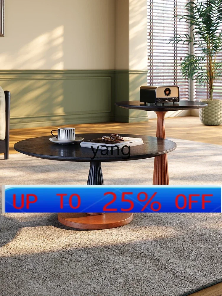 LM French retro tea black simple medium antique size round coffee table combination