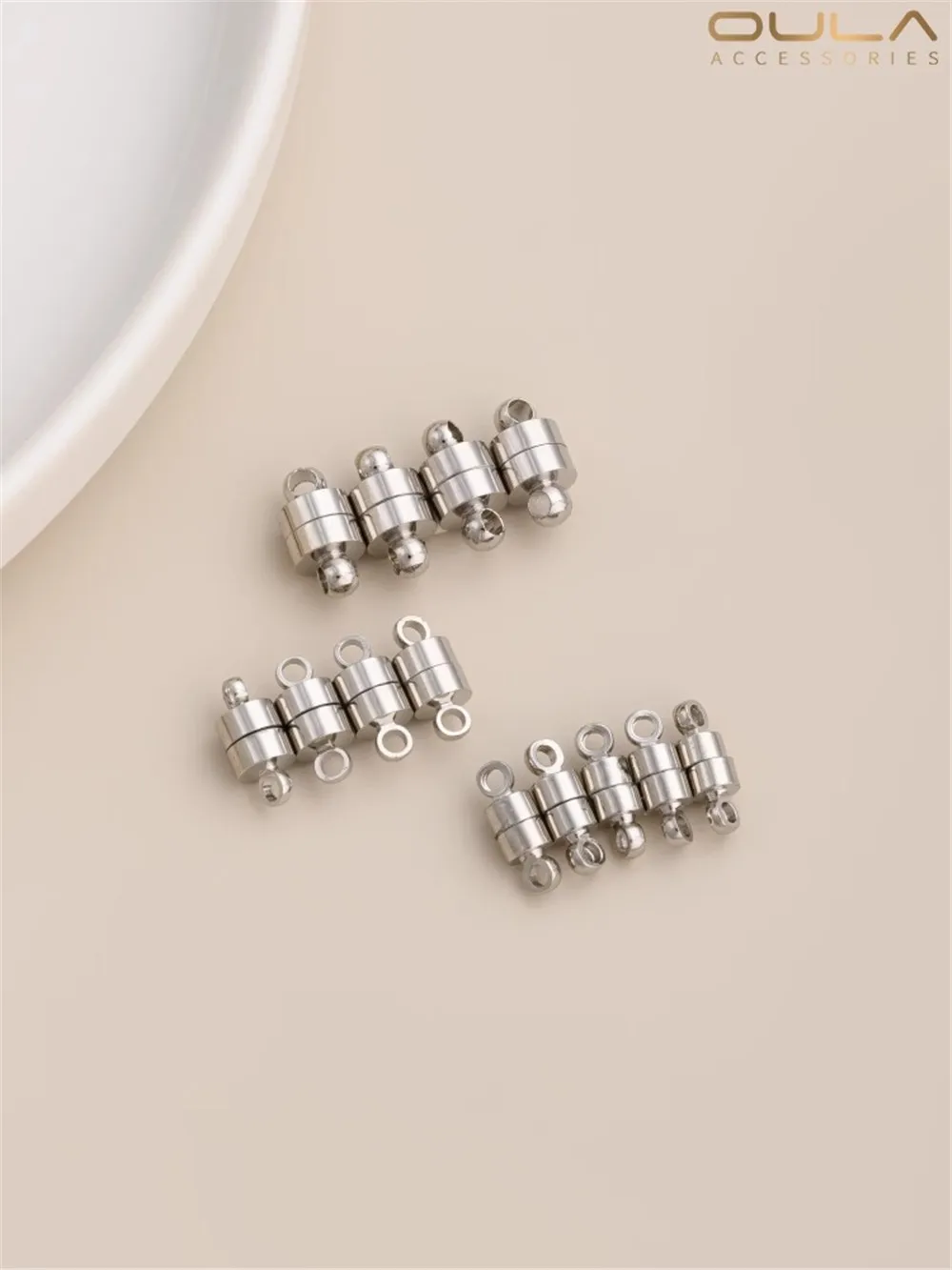 

Strong Color White Gold Cylindrical Strong Magnetic Buckle Bracelet Necklace Magnet Connection Buckle Diy Head Accessories