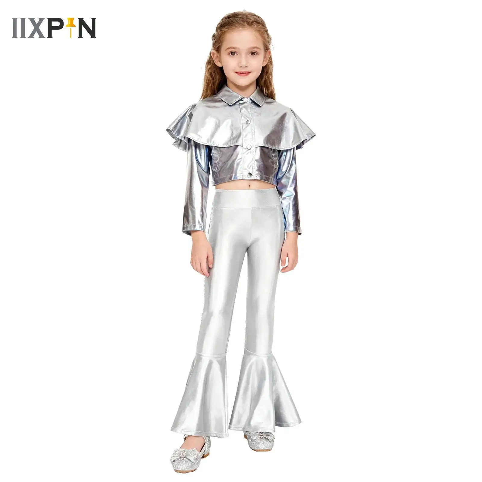 jazz-dancewear-criancas-meninas-metalico-70s-discoteca-vintage-hippie-traje-roupas-lantejoulas-jaqueta-top-de-colheita-e-calcas-boca-sino-conjuntos