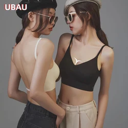 UBAU Summer Sexy Bra Women's Slim U-shaped Seamless Backless Underwear Triangle Cup Gathering Bra Women's Sexy Lingerie