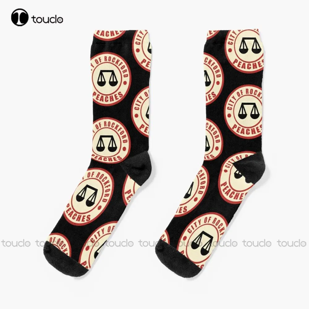 City Of Rockford Peaches Distressed A League Of Their Own Socks Soft Socks Christmas New Year Gift Custom Gift Streetwear Funny