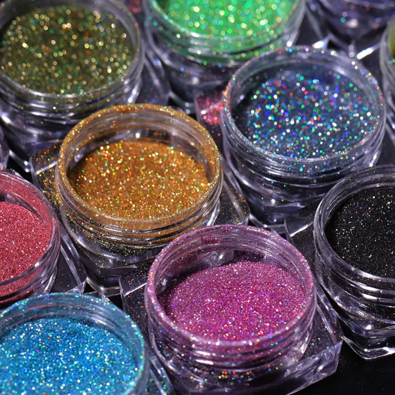 1Jar Laser Chameleon Rainbow Nail Powder Super Shiny Chrome Manicure Pigment Hologram Glitter Rub Dust Nail Art Decoration#FT170