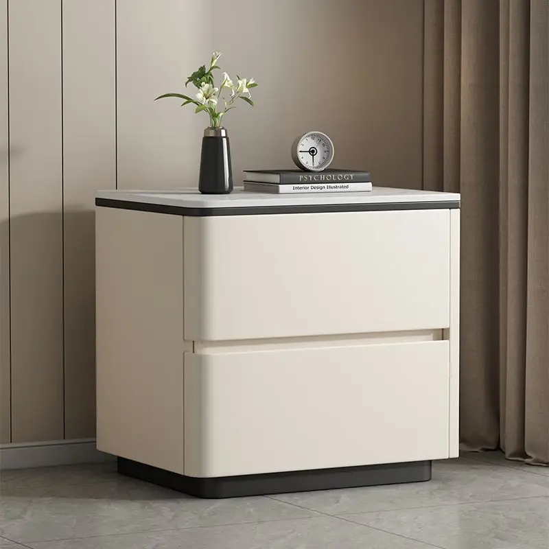 Solid wood complete decoration light luxury no installation bedside table simple modern slate new bedroom bedside cabinet home s