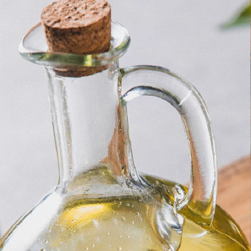 1pcs Kitchen Glass Oil Jug Round Cork Olive Oil Jug Transparent Glass Bottle Seasoning Tool Kitchen Supplies Seasoning Bottle