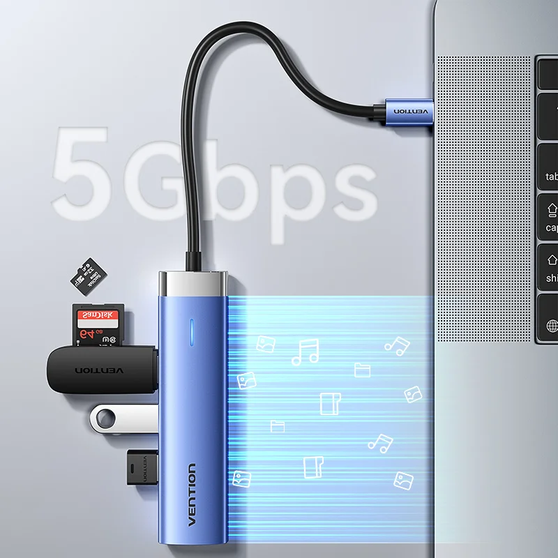 ¡Venenamiento nuevo! 5 en 1USB C HUB HDMI 4K PD 100W USB 3.0 5Gbps Adaptador de expansión Estación de acoplamiento Divisor para MacBook Xiaomi iPhone