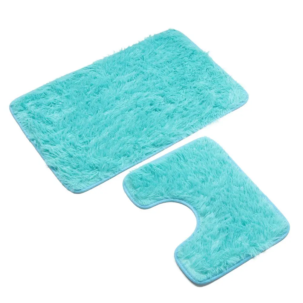 2 Pcs Soft Living Room Super Absorbent Floor Toilet Bathroom Rugs Plush Bath Mat Anti Slip Carpet Bathroom Carpet