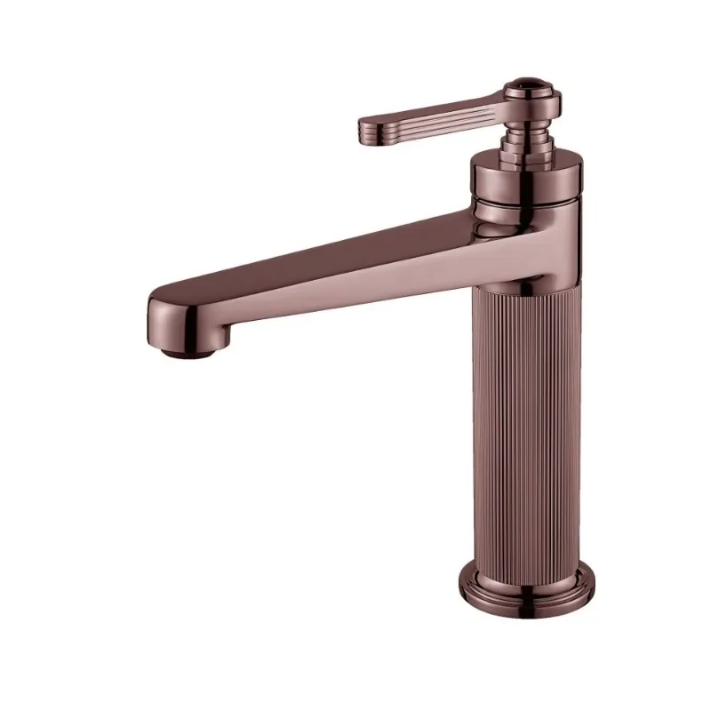 

French light luxury basin faucet, European retro brushed rose gold faucet, all-copper concealed basin