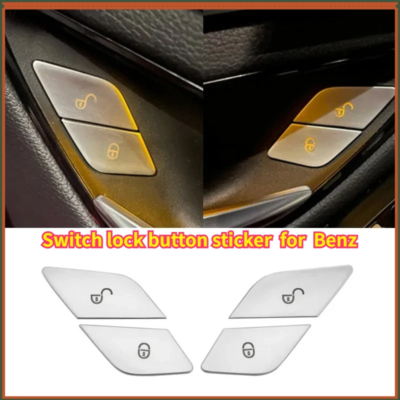 New Door Switch Lock Button Sticker Fit for Mercedes Benz C-E-Class GLC W205 W213 X253 Vito W447 Car Modification Accessories