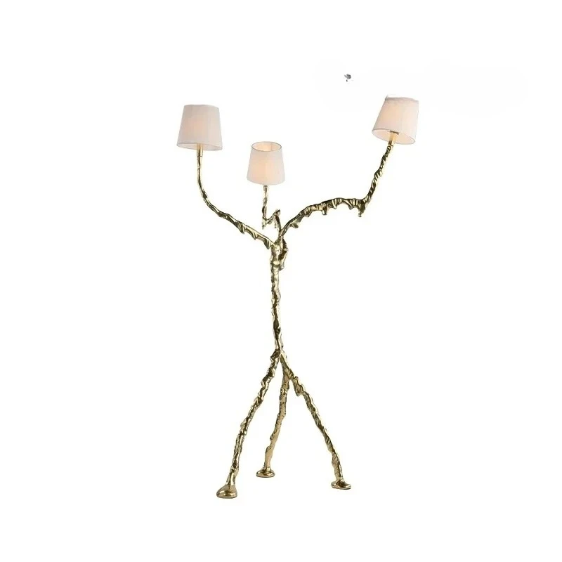 

French full copper tree branches floor atmosphere bedroom European retro villa hall decoration living room