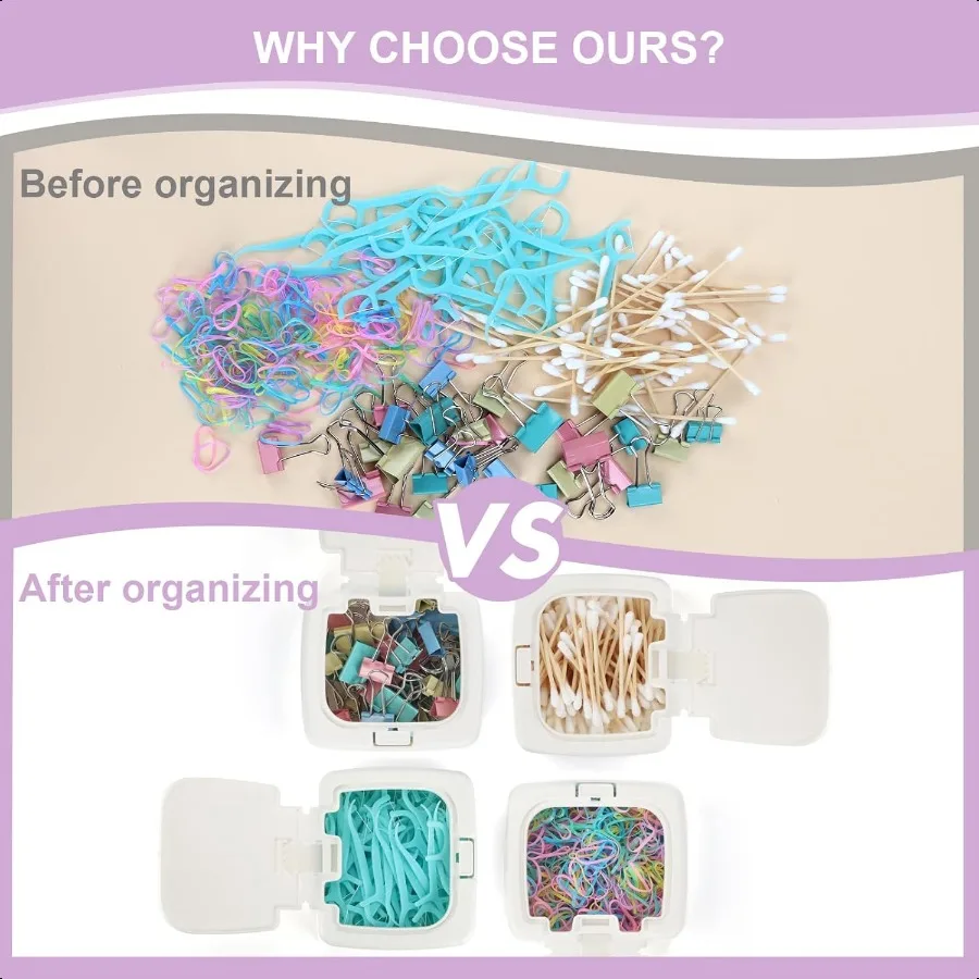 2Packs Refillable Pr Flip Floss Sticks Holder Reusable Floss Pick Case For Cotton Swabs Balls Pads Qtip Square Storage Box For