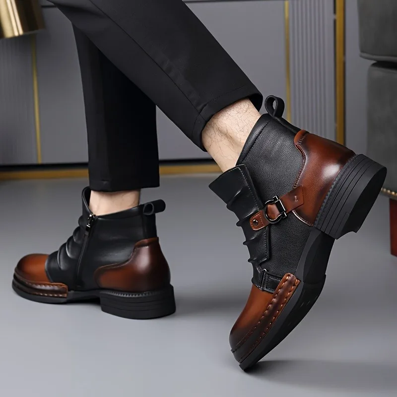 

Autumn Winter Retro Ankle Boots for Men Fashion Casual Size Zipper Motorcycle Boots Man New Designer Warm Platform Shoes Male