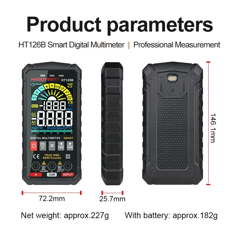 Ht116 ht126a ht126b medidor de braçadeira digital multímetro profissional digital automático 9999 contagens ac dc verdadeiro rms ncv medidor