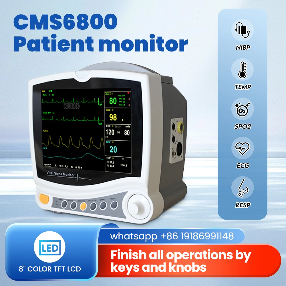 CONTEC CMS6800 ICU Монитор пациента Vital Signs Портативный монитор ЭКГ, NIBP, SPO2, PRO,RESP, TEMP, Cardiac Monitor