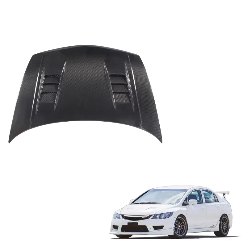 

Langyu 07-15 Car Accessories Front Bonnet Carbon Fiber Engine Cover for Honda Civic FD2 Upgrade Feels Style Engine Hood