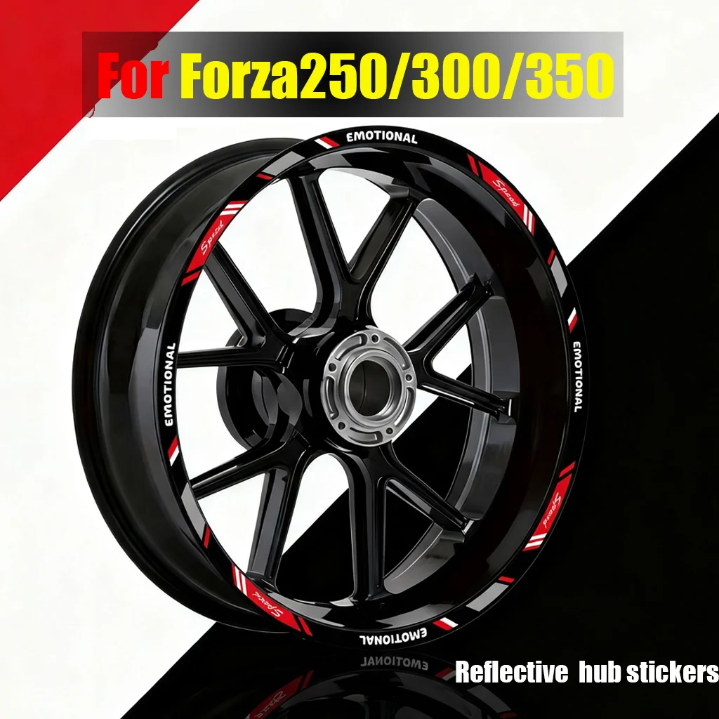 For Forza 250 300 350 Front 15″ Rear 14″ Wheel Hub Rim  Sticker Motorcycle Accessories Reflective Full Set Vinyl Decals