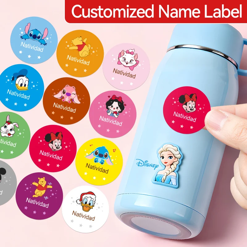 ป้ายชื่อสั่งทำลายสติทช์จากดิสนีย์ ดีไซน์กันน้ำ- สติ๊กเกอร์สีสันสดใสสำหรับอุปกรณ์การเรียน ของขวัญคริสต์มาส