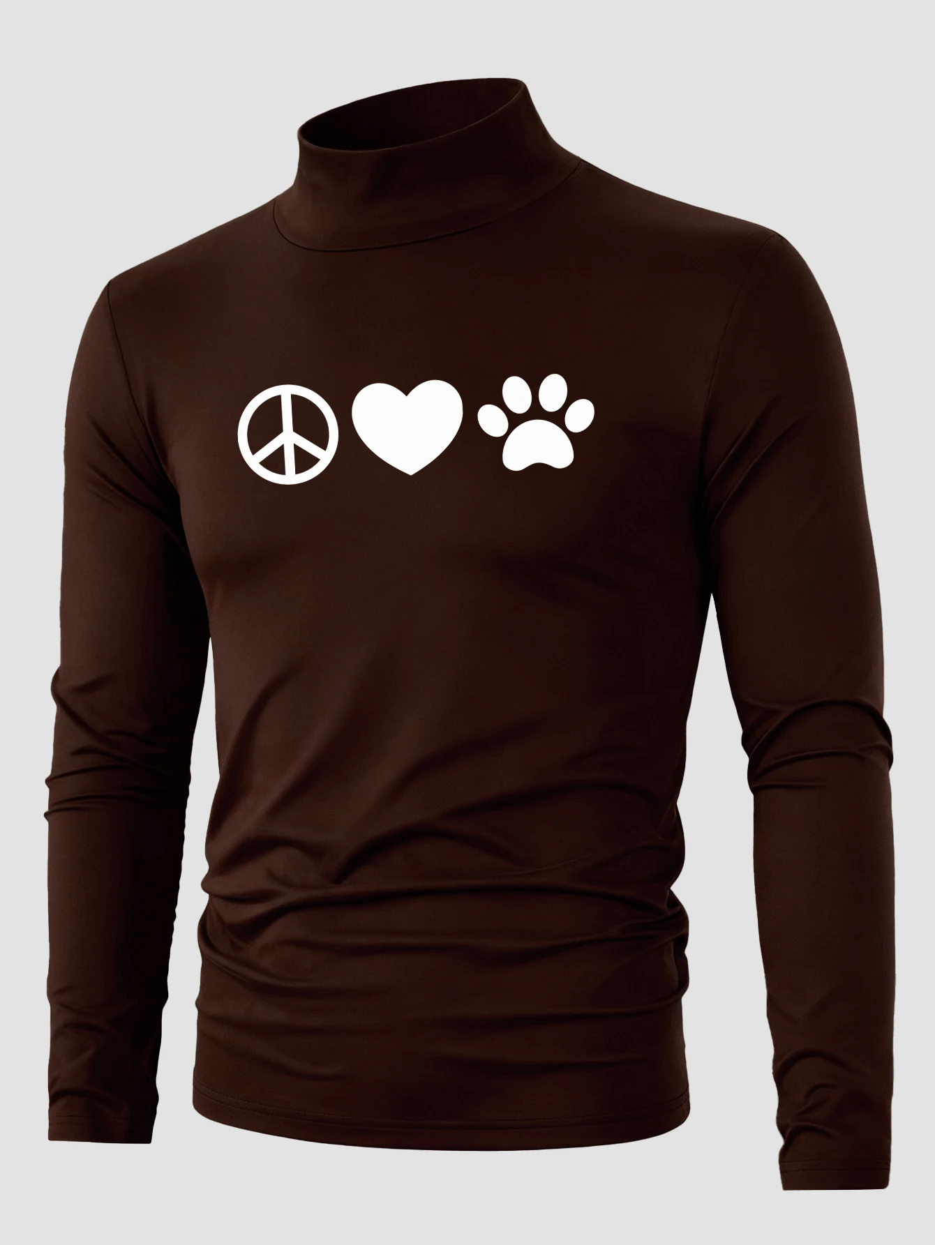 

Мужская футболка с рисунком «Любовь» и воротником-стойкой, винтажная уличная футболка, модная мягкая эластичная одежда унисекс с длинными рукавами