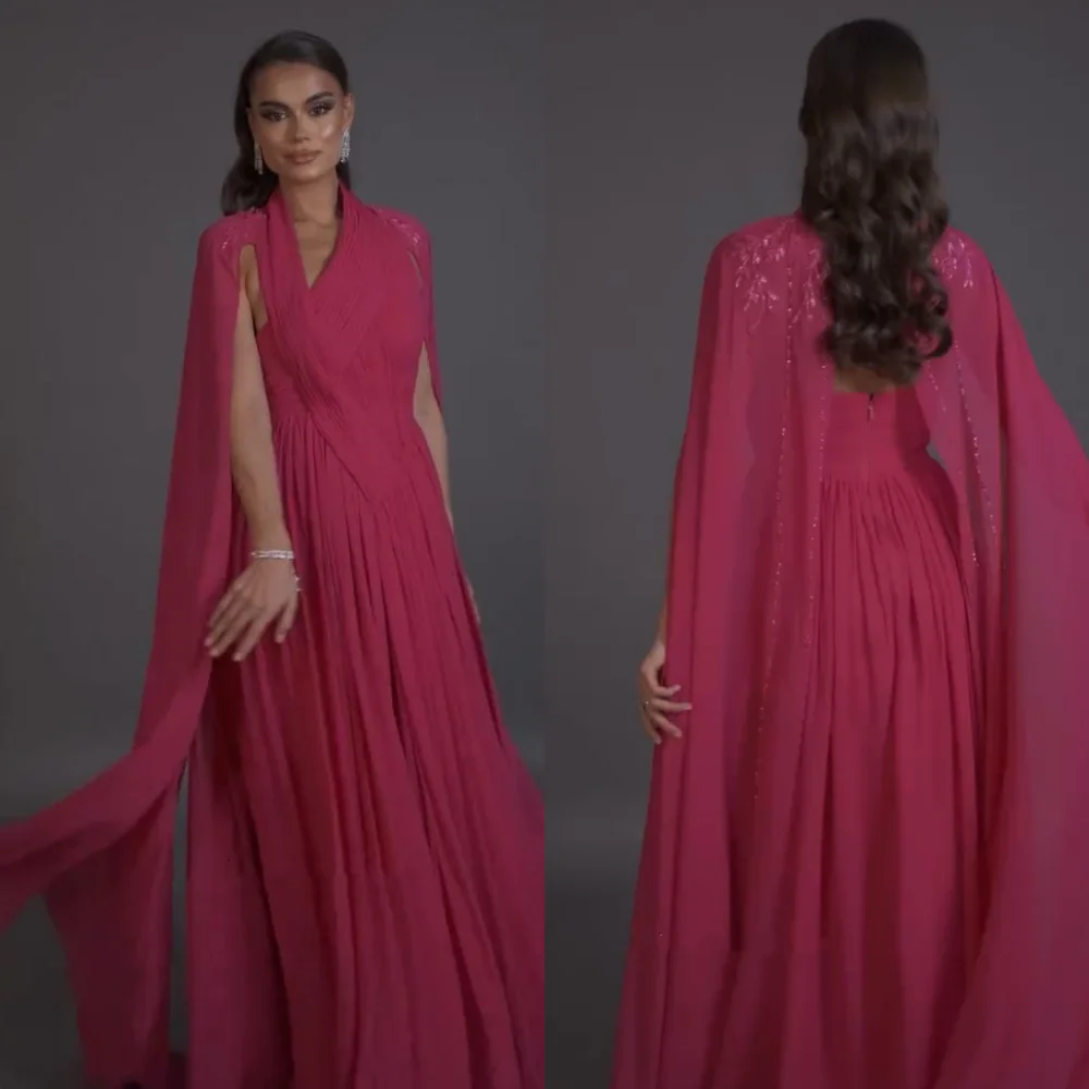 

Customized Matching Intricate Chiffon Beading Sequined Draped A-line High Collar Long Dresses Bespoke Occasion Dresses Fashion