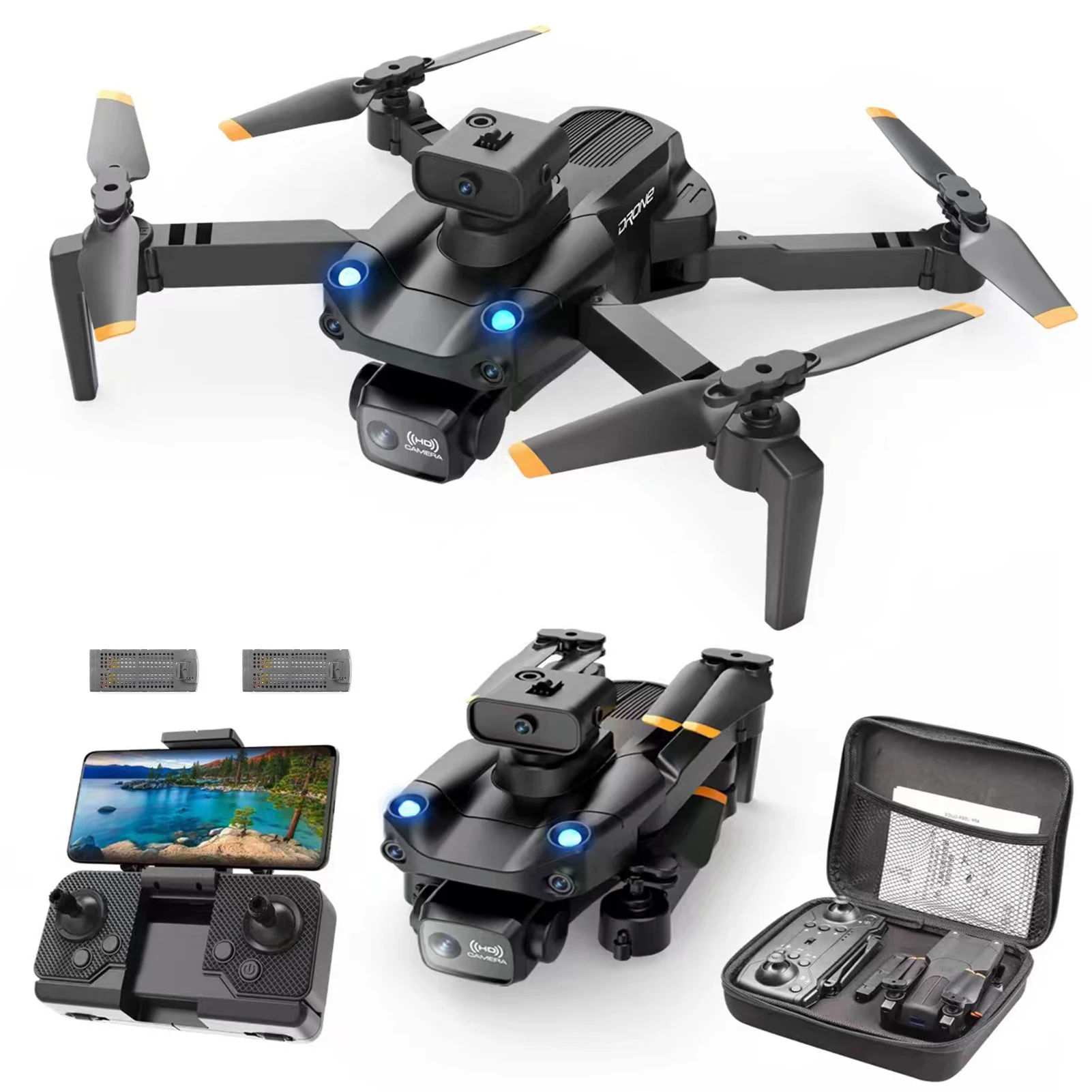 Afstandsbediening Drone Daul Camera 4K met opbergtas 5-zijdig Obstakel vermijden Optische stroompositionering 5GWIFI FPV Quadcopter