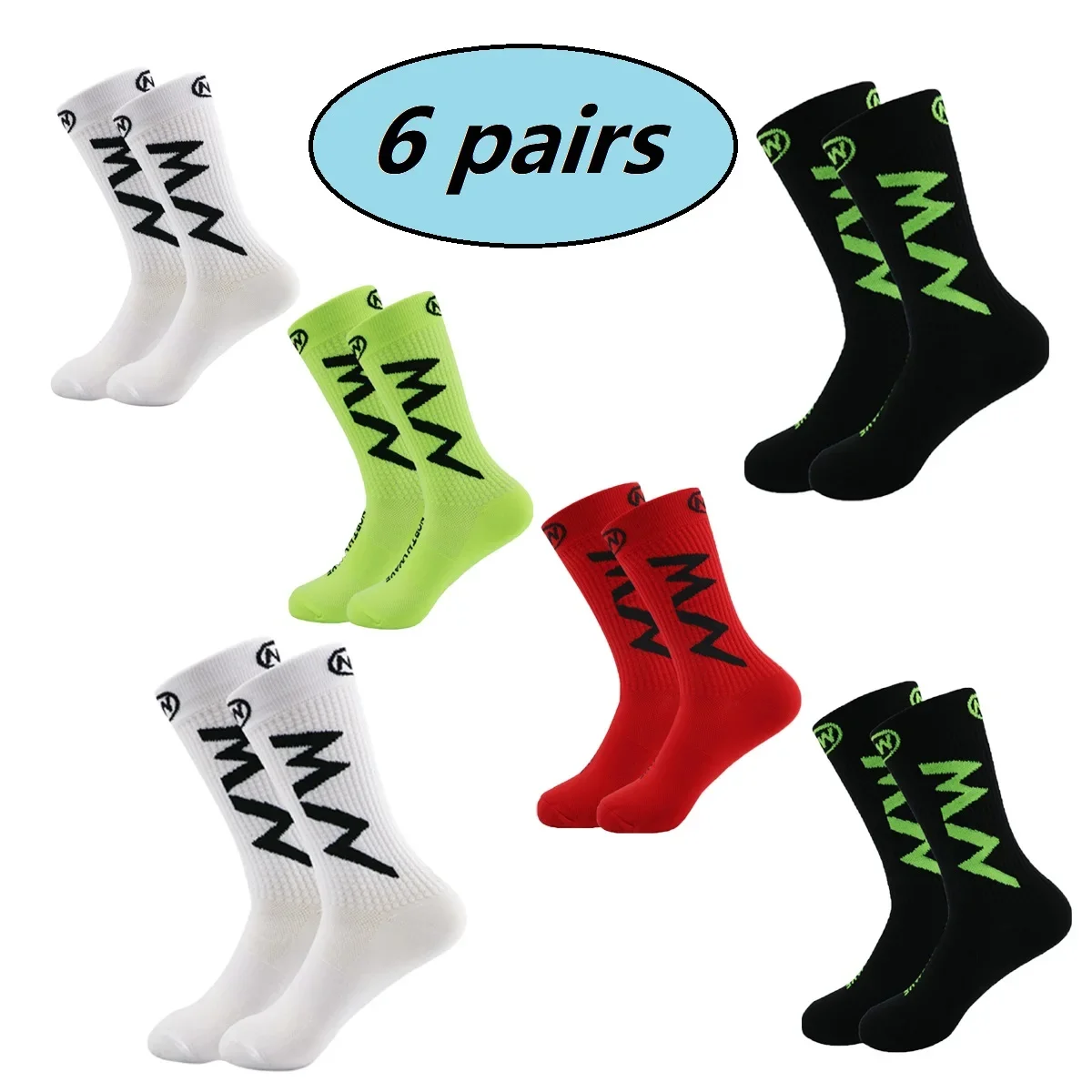 

6 Pairs Sports Compression Socks and Comfortable Sports Nylon Medical Care Long Socks for Sports Hiking and Running Socks