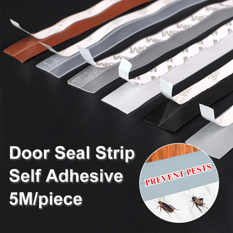 

5M Door Bottom Seal Strip Weather Window Rubber Seal Weatherstrip Windproof Dust Self Adhesive Door Home Accessories Windproof