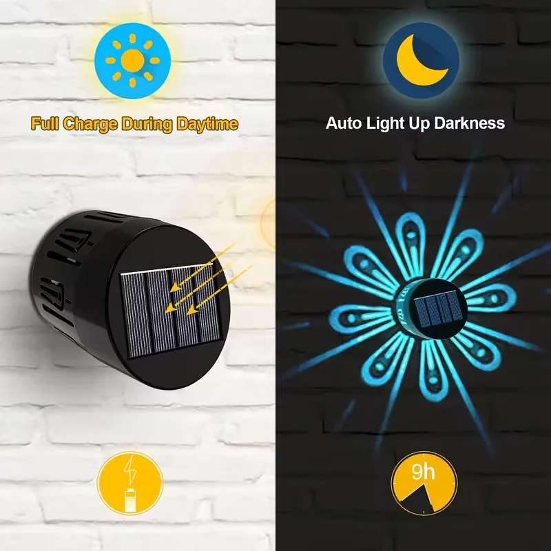 2/4Pack Solar Peacock Projection Lights Outdoor LED Wall Lamp Waterproof Solar Fence Lights for Yard Garden Lawn Christmas Decor